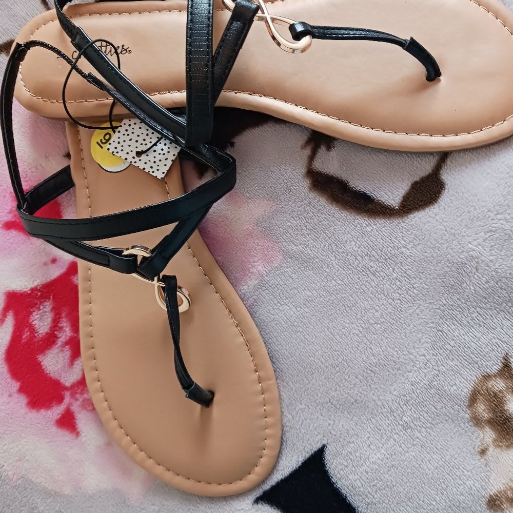 Black Sandals with Gold hardware